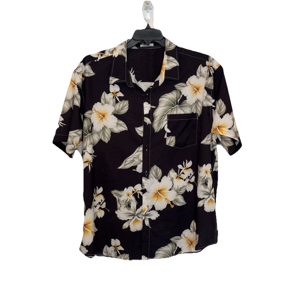 COOFANDY Mens 3XL Short Sleeve Button Down Hawaiian Beach Floral Shirt Black